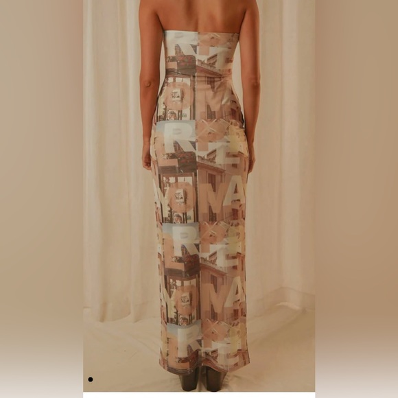 Peppermayo Good Without You Maxi Dress - Neutral Film Graphic - Picture 4 of 7